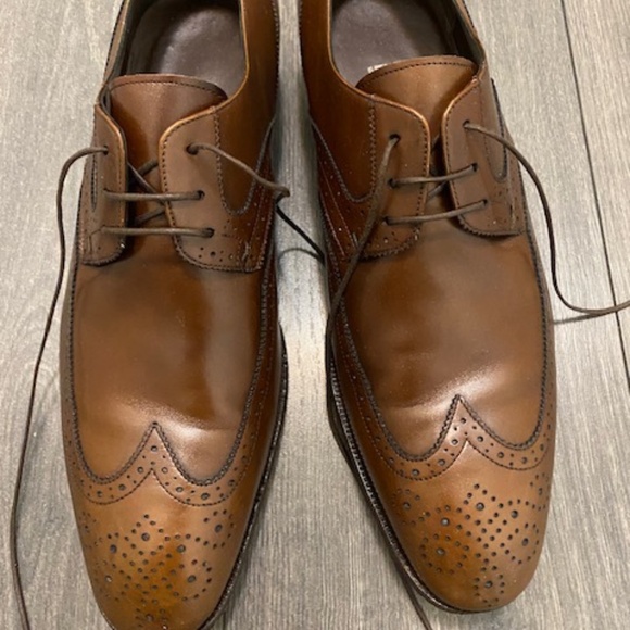Salvatore Ferragamo Brown Leather Wingtip Oxford Shoes Size 11.5 - Picture 2 of 16